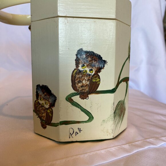 MCM VINTAGE ANNIE LAURIE BOX HANDBAG PURSE - HAND PAINTED CUTE OWLS - Picture 3 of 9